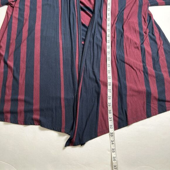 Hannah Plus Size Women’s Striped Cardigan Maroon Navy Size 3x - Picture 3 of 7